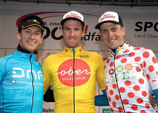 Siegerpodest v.l. 2. Lars Van der Haar (NED, Telenet Fidea Lions), Etappensieger Stephan Rabitsch (AUT, Team Felbermayr Simplon Wels), 3. Platz Riccardo Zoidl (AUT, Team Felbermayr Simplon Wels), 31. Etappe Linz - Pelmberg