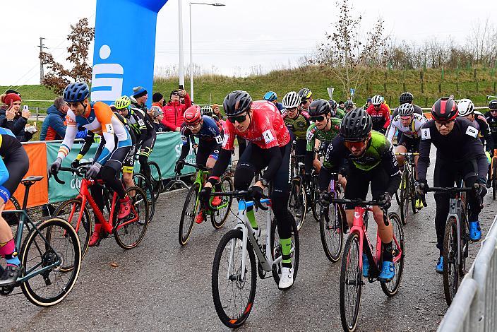 Platz 3 für den Führenden in der Rad Cross Liga Jakob Reiter (AUT, Hrinkow Advarics), Radquerfeldein GP um das Sportzentrum Gunskirchen, Rad Cyclo Cross, 
