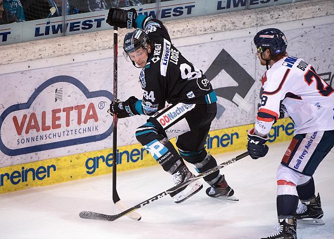 Corey Locke (EHC Liwest Black Wings Linz) und Michael Boivin (KHL Medvescak Zagreb) EHC Liwest Black Wings Linz vs KHL Medvescak Zagreb, 4. Viertelfinale