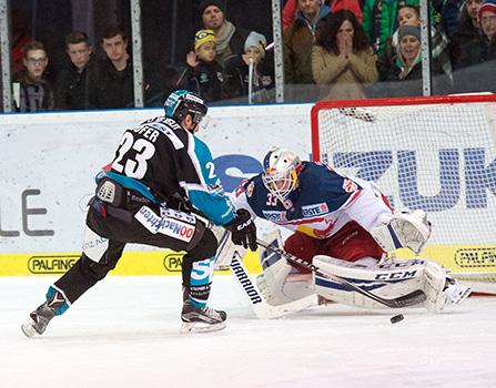 Fabio Hofer (EHC Liwest Black Wings Linz) und Luka Gracnar (EC Red Bull Salzburg), EC Red Bull Salzburg vs EHC Liwest Black Wings Linz 