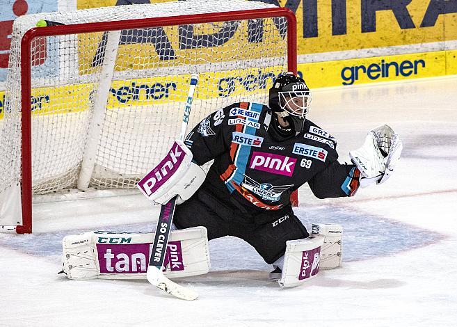 Im Bild: Tormann Paul Mocher (EHC Liwest Black Wings Linz)  Eishockey, EHC Liwest Black Wings Linz vs HC Bozen