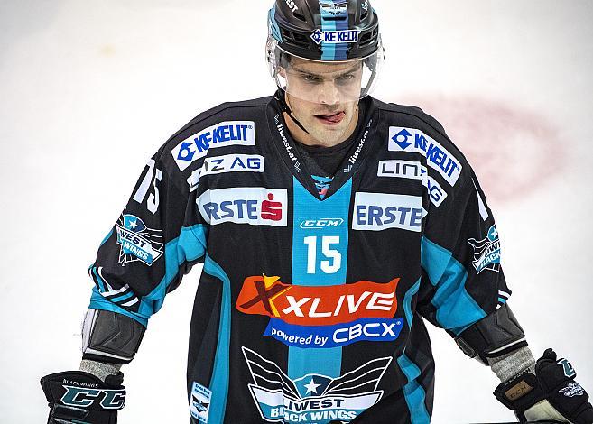 Kevin Kapstad (EHC Liwest Black Wings Linz)  EHC Liwest Black Wings Linz vs EKHL Medvescak Zagreb