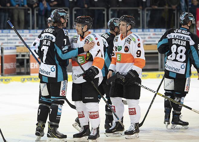 Brian Lebler (EHC Liwest Black Wings Linz), Erik KirchschlÃ¤ger (Moser Medical Graz 99ers) EHC Liwest Black Wings Linz vs Moser Medical Graz 99ers