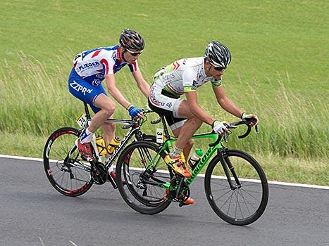 Nicolas Baldo, FRA, Team Vorarlberg und Jasper Hamelink, NED, Cycling Team Jo Piels, OOE Rundfahrt, 2. Etappe Linz - Aigen/Schlaegel