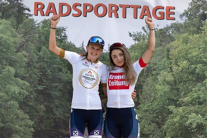 Damentrikot v.l. Amelie Cooper (GBR, Union Raiffeisen Radteam Tirol) Trikot U23, Führende Radliga Elisa Winter (AUT, Union Raiffeisen Radteam Tirol), Damen Elite, U23, Radliga, 51. Int. Erlauftaler Radsporttage, Wieselburg, Oberösterreich