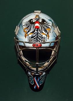 Die Torhuetermaske von Alex Westlund, Tormann, EHC Liwest Black Wings Linz 