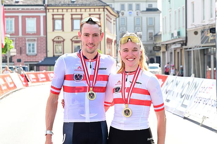 Sieger 2026 Michael Gogl (AUT, Alpecin - Premier Tech), Katharina Sadnik (AUT, Team Visma | Lease a Bike), Österreich Staatsmeisterschaft, Strasse, ÖSTM Schwanenstadt - OÖ