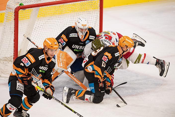 Tormann Jared Coreau (Steinbach Black Wings Linz), Simon Pitschieler (HCB Suedtirol Alperia), Gerd Kragl (Steinbach Black Wings Linz), Steinbach Black Wings Linz vs HCB Südtirol Alperia, bet-at-home ICE Hockey League