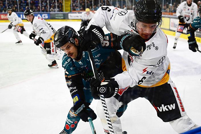 Oskar Maier (Steinbach Black Wings Linz), Logan Britt (Pioneers Vorarlberg)4. Runde ICE, Steinbach Black Wings Linz vs Pioneers Vorarlberg, Linz AG Eisarena 