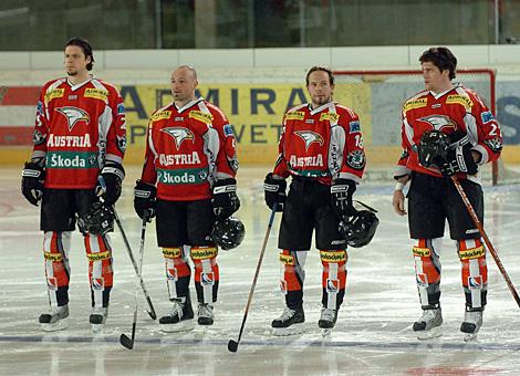 Spieler des Team Austria von links, Christoph Brandner, Gerhard Unterluggauer, Thomas Koch, Matthias Trattnig.