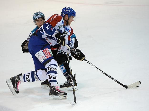 Marc-Andre Dorion, Linz und Dustin Jeffrey, Zagreb, EHC Liwest Black Wings Linz vs KHL Medvescak Zagreb