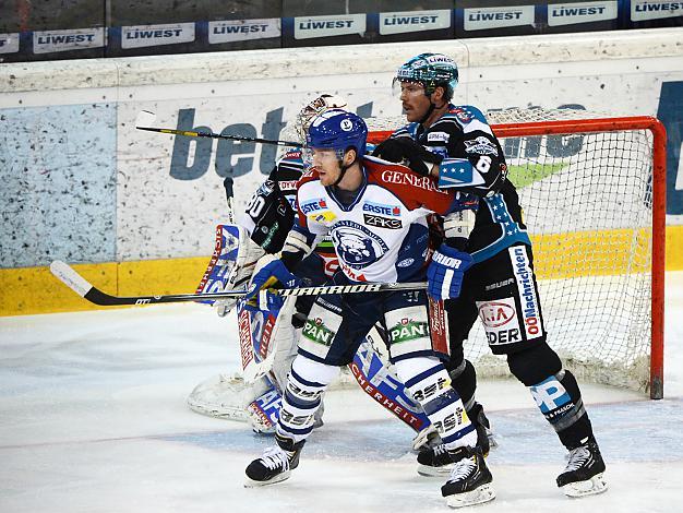 Andy Hedlund, Linz und Dustin Jeffrey, Zagreb, EHC Liwest Black Wings Linz vs KHL Medvescak Zagreb