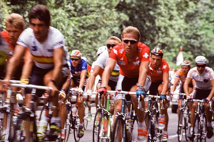 v.l. 210 Heinz Imboden (SUI), Harald Maier (AUT), Herren Profi Rennen, Strasse WM Stuttgart, 1991