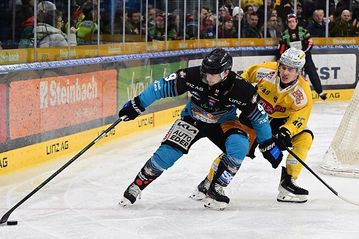Emilio Romig (Steinbach Black Wings Linz), Maximilian Theirich (Vienna Capitals)48. Runde ICE, Steinbach Black Wings Linz vs Vienna Capitals, Linz AG Eisarena 