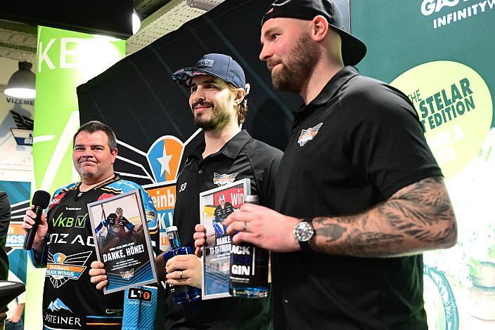 Stadion Sprecher Steinbach Black Wings Linz, Adrian Lukas, Tormann Thomas Höneckl (Steinbach Black Wings Linz), Tormann Rasmus Tirronen (Steinbach Black Wings Linz),  VIP Bereich, Linz AG Eisarena