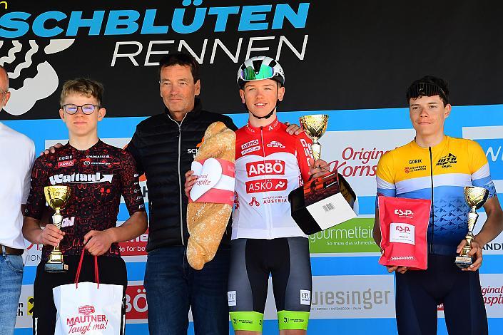 Podest U17, Sieger ALBERTINI Maurizio,  RC ARBÖ PB-Shop.at Wörgl Nachwuchs Junioren, Road Cycling League Austria, 64. Raika Kirschbluetenrennen, Wels, Oberösterreich