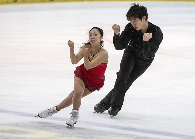 Riku Miura und Shoja Ichihashi (JPN), Paarlauf KÃ¼r, ISU Eiskunstlauf Junioren GP Linz