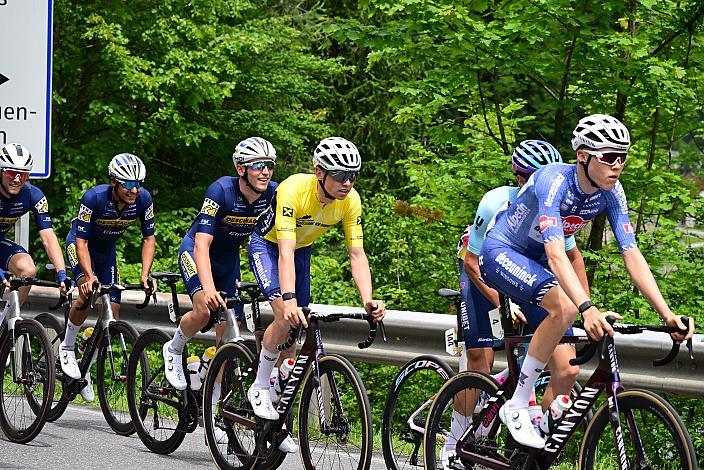 Im Gelben Trikot des Gesamtführenden Aaron Dockx (BEL, Alpecin-Deceuninck Development Team), St. Florian - Höss, Hinterstoder , 14. Int. Raiffeisen OÖ-Radrundfahrt UCI Kat. 2.2