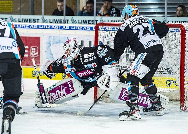 Tormann Paul Mocher (EHC Liwest Black Wings Linz) Eishockey,  EHC Liwest Black Wings Linz vs AV 19 Szekesfehervar