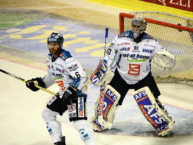 David LeNeveu, Tormann und Andy Hedlund (Liwest Black Wings Linz) und (EC KAC), EC KAC vs EHC Liwest Black Wings Linz, Spiel 6, Play-Offs, Semifinale