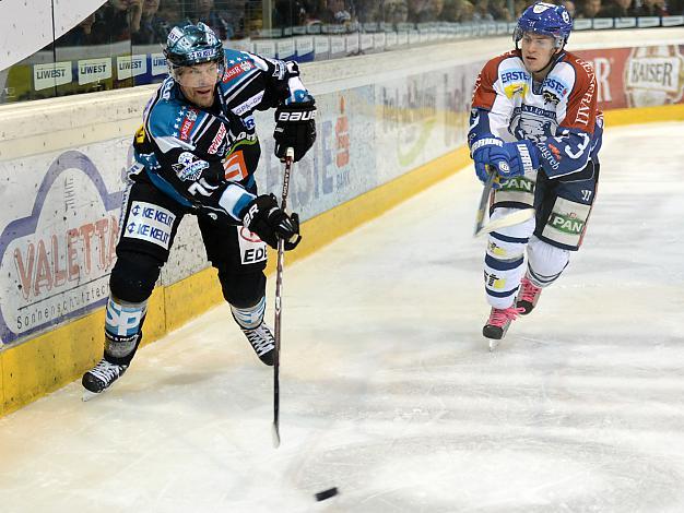 Pat Leahy, Linz und Dennis Bozic, Zagreb, EHC Liwest Black Wings Linz vs KHL Medvescak Zagreb