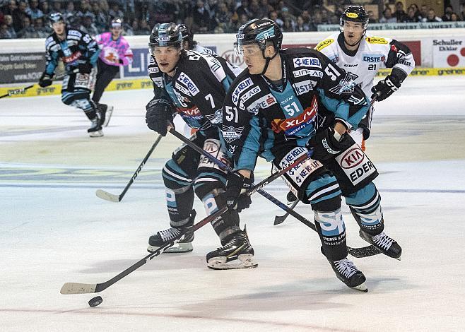 Brian Lebler (EHC Liwest Black Wings Linz), Daniel Woger (EHC Liwest Black Wings Linz)  EHC Liwest Black Wings Linz vs Dornbirn Bulldogs