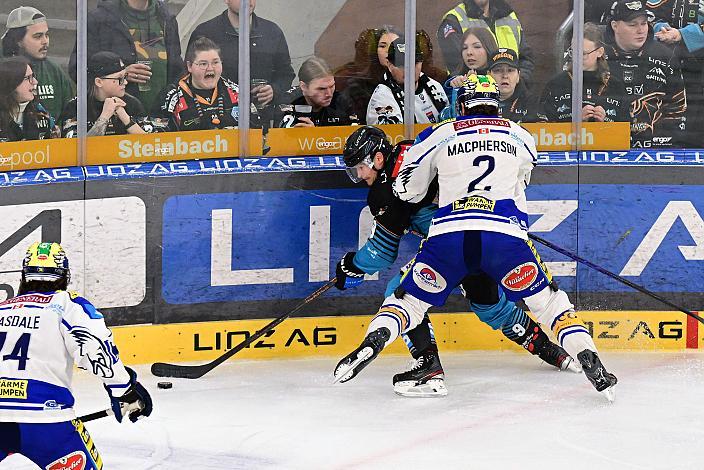 Emilio Romig (Steinbach Black Wings Linz), Dylan MacPherson (EC iDM Wärmepumpen VSV), Spiel 2 Pre-Playoffs,  ICE, Steinbach Black Wings Linz vs EC iDM Wärmepumpen VSV, Linz AG Eisarena 