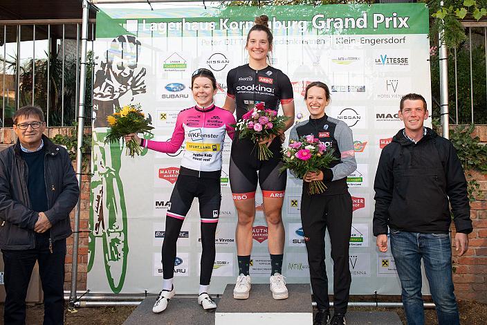 Damen U23 Rennen, 2. Platz Tina Berger-Schauer (AUT, Union RRT Pielachtal), Siegerin Petra Zsanko (HUN, Team Cookina ARBÖ ASKÖ Graz RLM Stmk), 3. Platz Sarah Bärnthaler (AUT, Team Cookina ARBÖ ASKÖ Graz RLM Stmk), 30. Peter Dittrich Gedenkrennen - Lagerhaus Korneuburg Grand Prix ÖRV RadLiga  Klein-Engersdorf, Damen