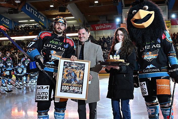 800 Ligaspiele für Andreas Kristler (Steinbach Black Wings Linz) Win2Day ICE Hockey League,  Steinbach Black Wings Linz vs Olimpija Ljubljana,  Linz AG Eisarena 