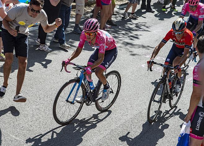 Richard Carapaz (ECU, Movistar Team), Vincenzo Nibali (ITA, Bahrain Merida Pro Cycling Team)   Giro, Giro d Italia, Radsport, 102. Giro d Italia - 20. Etappe