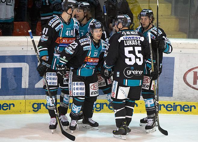 Linz feiert das 1 zu 0 EHC Liwest Black Wings Linz vs Fehervar AV 19