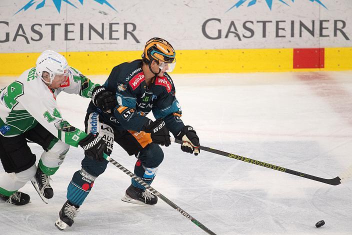Jan Cosic (HK SZ Olimpija) Emilio Romig (Steinbach Black Wings Linz), Steinbach Black Wings Linz vs HK SZ OLIMPIJA,, Linz AG Eisarena