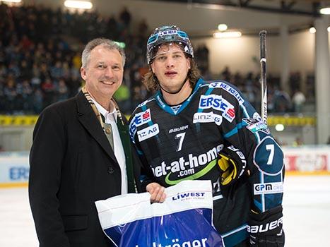 Brian Lebler, Linz Spieler des Abends, EHC Liwest Black Wings Linz vs UPC Vienna Capitals 1. SF