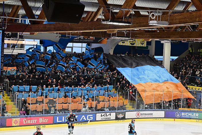 Choreographie zur Play Off Zeit in der Win2Day ICE Hockey League,  1. Viertelfinale, Steinbach Black Wings Linz vs Moser Medical Graz 99ers,  Linz AG Eisarena 