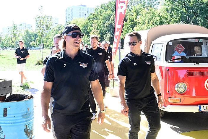 Brian Lebler (Steinbach Black Wings Linz), Head Coach Philipp Lukas (Steinbach Black Wings Linz) Die Steinbach Black Wings Linz,  TeamPräsentation,  Steinbach Black Wings Linz
