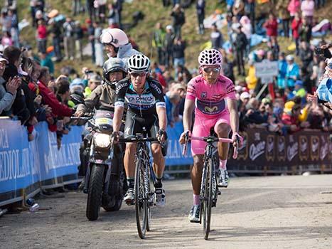 Nairo Quintana, COL (#121, Movistar Team) und Rigoberto Uran, COL (#141, Omega Pharma – Quick Step), Giro d Italia, Monte Zoncolan
Nairo Quintana, COL (#121, Movistar Team) und Rigoberto Uran, COL (#141, Omega Pharma â€“ Quick Step), Giro d Italia,