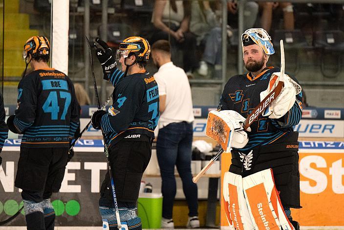 Tormann Rasmus Tirronen (Steinbach Black Wings Linz) Testspiel Steinbach Black Wings Linz vs HC Nove Zamky, Linz AG Eisarena, pre season 