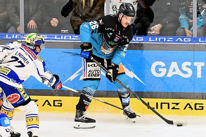 Travis Barron (Steinbach Black Wings Linz), Philipp Lindner (EC iDM Wärmepumpen VSV), 36. Runde ICE, Steinbach Black Wings Linz vs EC iDM Wärmepumpen VSV), Linz AG Eisarena 
