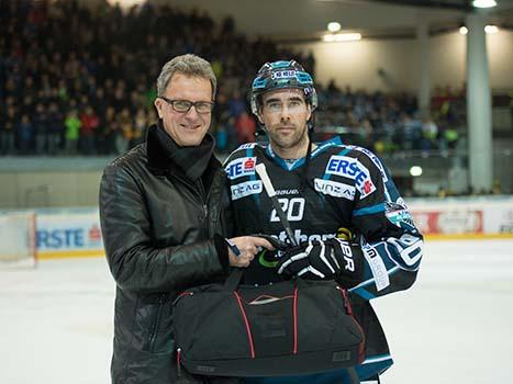 Brad Moran, Linz Spieler des Abends. EHC Liwest Black Wings Linz vs UPC Vienna Capitals