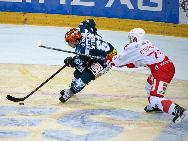 Patrick Spannring, Linz, und John Esposito, Bozen, EHC Liwest Black Wings Linz vs HCB Suedtirol 