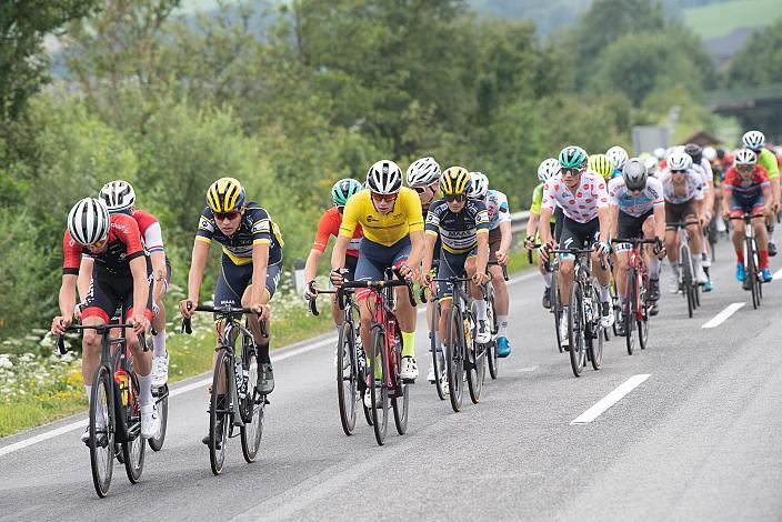 Im Gelben Trikot des Gesamtführenden Alec Segaert (BEL, Gaverzicht Be - Okay), Im Bergtrikot Marco Schrettl (AUT, Team Auto Eder Bayern)  46. Int. Keine Sorgen,  Junioren Rundfahrt UCI Kat. MJ 2.1, 2. Etappe Rohrbach - Rohrbach