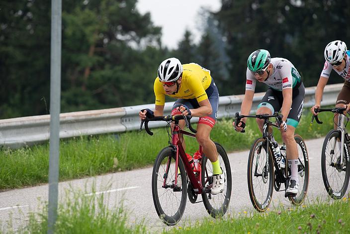 Im Gelben Trikot des Gesamtführenden Alec Segaert (BEL, Gaverzicht Be - Okay) 46. Int. Keine Sorgen,  Junioren Rundfahrt UCI Kat. MJ 2.1, 2. Etappe Rohrbach - Rohrbach