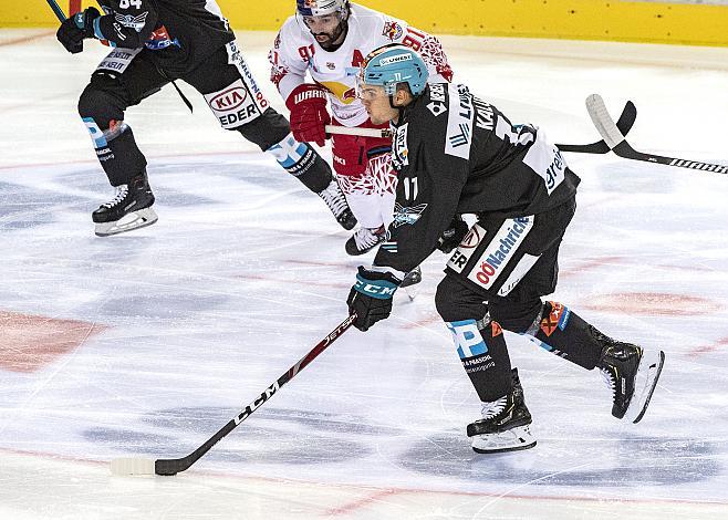 Marek Kalus (EHC Liwest Black Wings Linz) erzielt das 1 zu 0,  Red Bull Salzburg vs EHC Liwest Black Wings Linz 