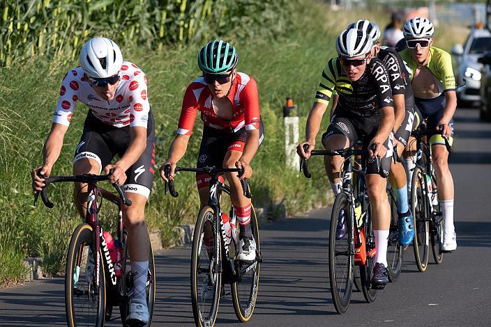 Die Ausreisser mit 3. Platz Benjamin Eckerstorfer (AUT, Team Österreich), Viggo Moore (USA, Lux/CTS p/b Specialized) Etappensieger, 2. Platz Frank Aron Ragilo (EST, Cannibal Team), 1B Etappe Int. "Keine Sorgen" Junioren Rundfahrt UCI Kat. 2.1 MJ