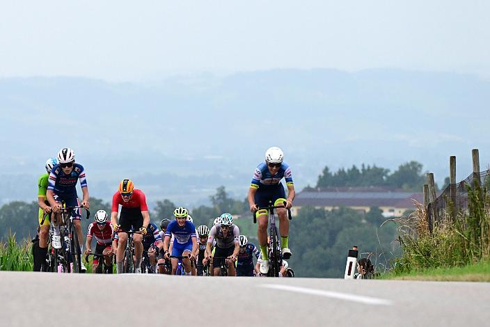 Das Peloton am Mistelbacherberg, 50. OÖ Junioren Rundfahrt, 1. Etappe Marchtrenk - Marchtrenk