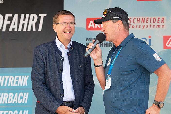 Wirtschafts- und Sport-Landesrat Markus Achleitner (Oberösterreich), Walter Ameshofer (LRV OÖ Vize Präsident), 46. Int. Keine Sorgen,  Junioren Rundfahrt UCI Kat. MJ 2.1, 3. Etappe Bad Wimsbach/Neydharting - Strass im Attergau