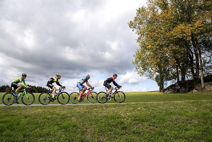 Die Ausreisser, Michael Konczer (AUT, Hrinkow Advarics Cycleang), Lukas Meiler, GER (Team Vorarlberg Santic), Jakob Geszner (GER, rad-net ROSE Team), Andi Bajc (SLO, Team Felbermayr Simplon Wels), 1. Mühlviertler Hügelwelt Classik, Königswiesen,  U23, Elite Damen und Herren