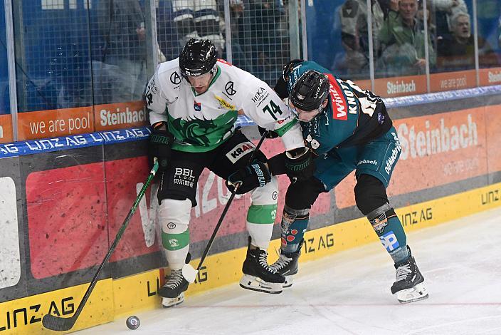 Nathanael Halbert (HK Olimpija Ljubljana), Graham Knott (Steinbach Black Wings Linz) 3. Runde ICE, Steinbach Black Wings Linz vs Olimpija Ljubljana, Linz AG Eisarena 