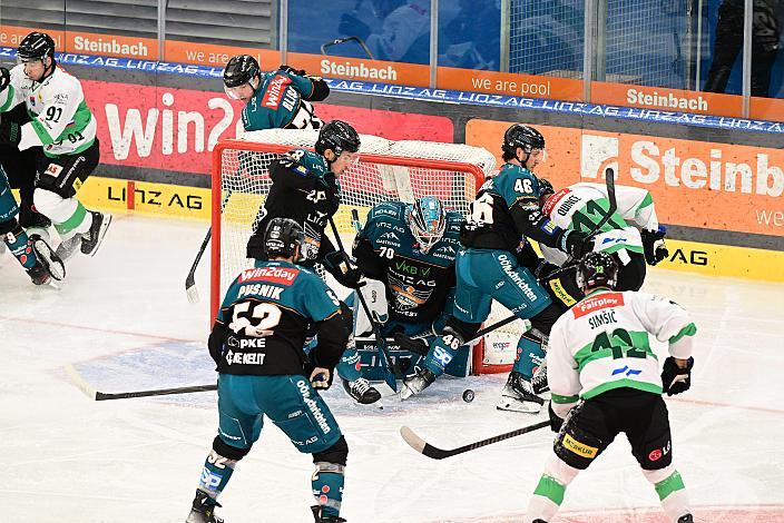 Tormann Dylan Wells (Steinbach Black Wings Linz) 3. Runde ICE, Steinbach Black Wings Linz vs Olimpija Ljubljana, Linz AG Eisarena 