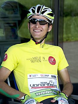 Florian Bissinger, GER, Team Vorarlberg im gelben Trikot des Gesamtfuehrenden, 2. Etappe, Linz - Aigen/Schlaegl